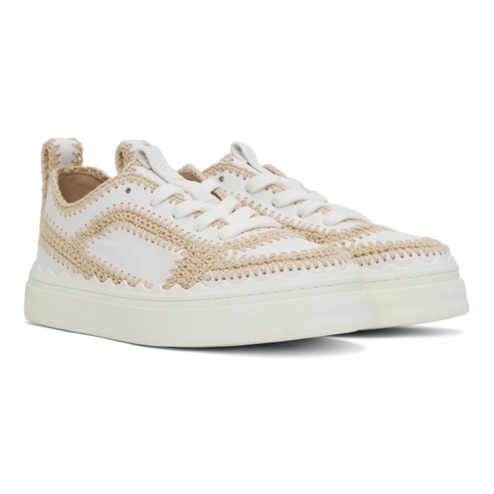 Chloe white Lauren sneakers size 39 barely worn with box and shoe bags